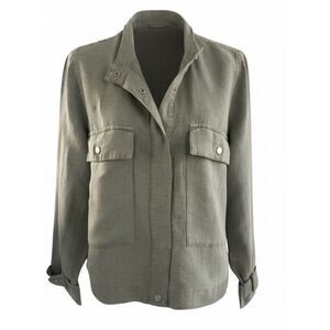 Nicole Miller Crop Utility Jacket Size: Medium Color: Sage